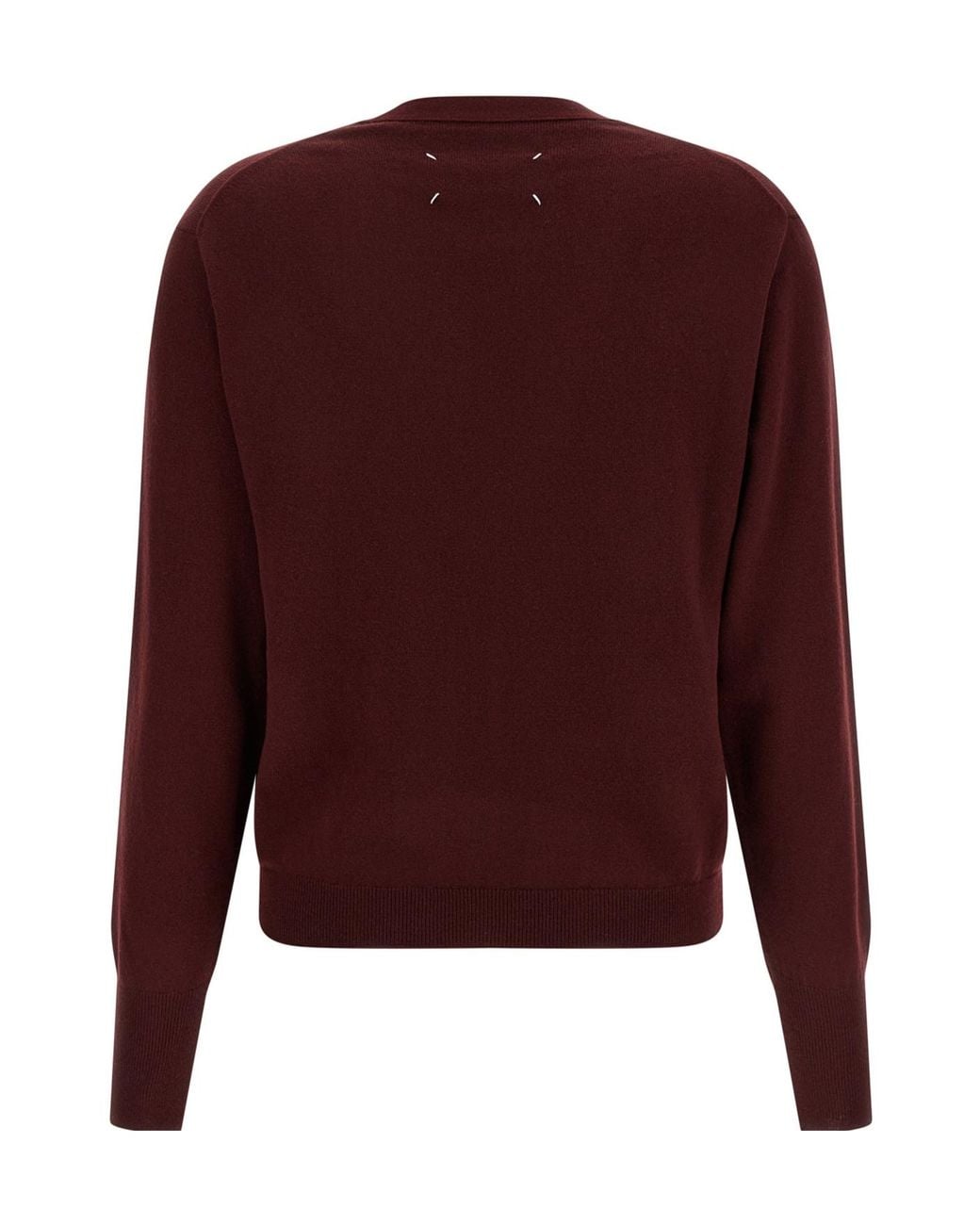 Maison Margiela Red Long-Sleeved V-Neck Cardigan