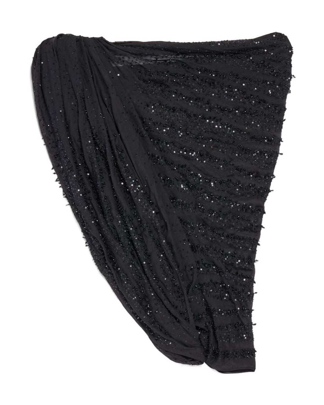Balenciaga Black Embroidered One Shoulder Draped Top