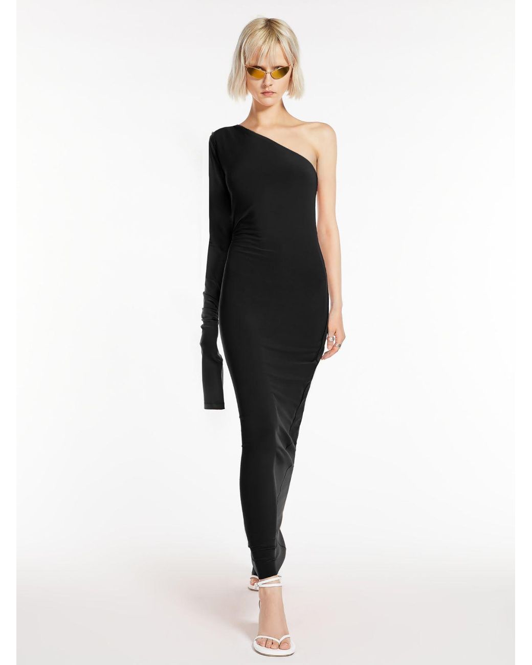 Sportmax Black Asymmetric Jersey Dress