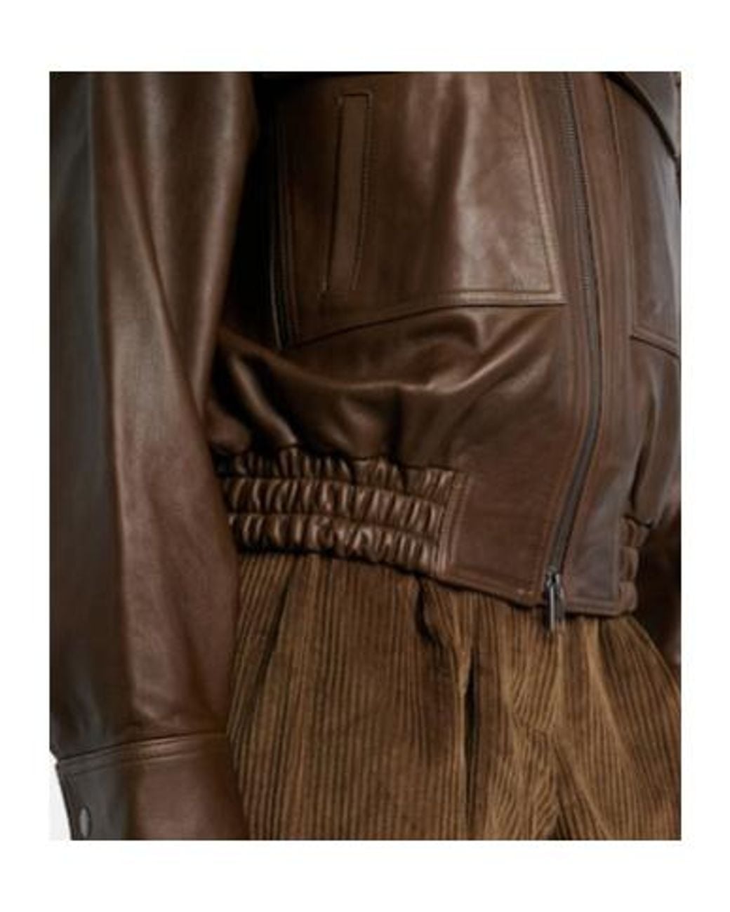 Staud Brown Eugene Leather Bomber Jacket
