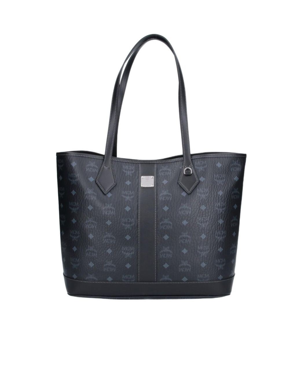 MCM Black Logo Plaque Monogram Tote Bag