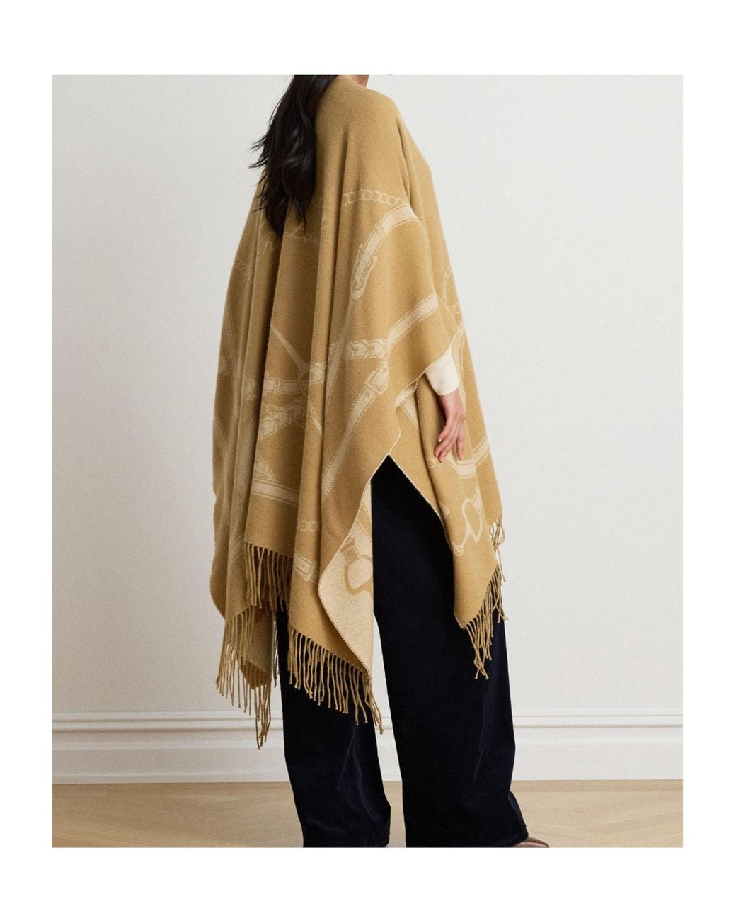 Ralph Lauren Brown Open-Front Fringed Poncho