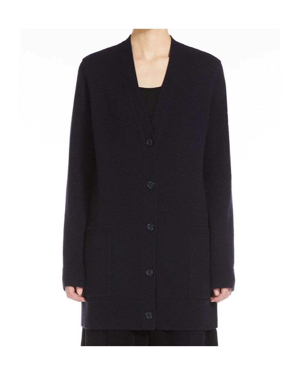 Max Mara Blue Villar V-Neck Long-Sleeved Cardigan