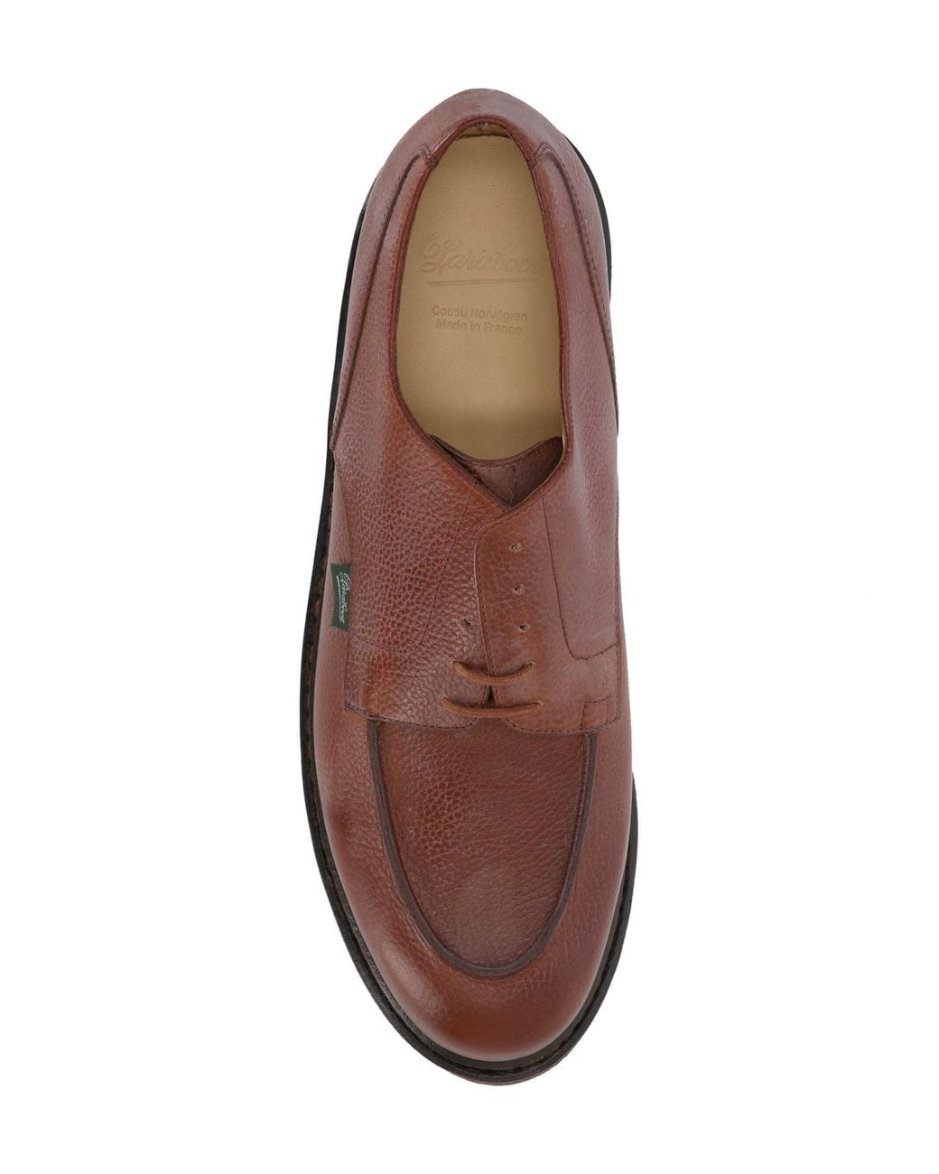 Paraboot Brown Almond Toe Lace-Up Shoes for men