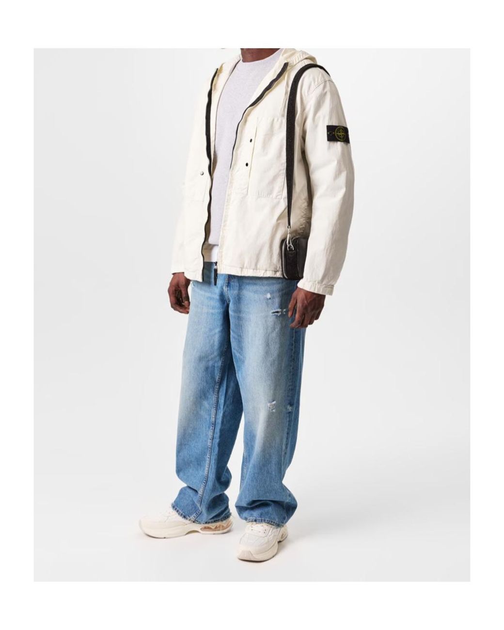 Stone Island White Supima Cotton Twill Jacket for men