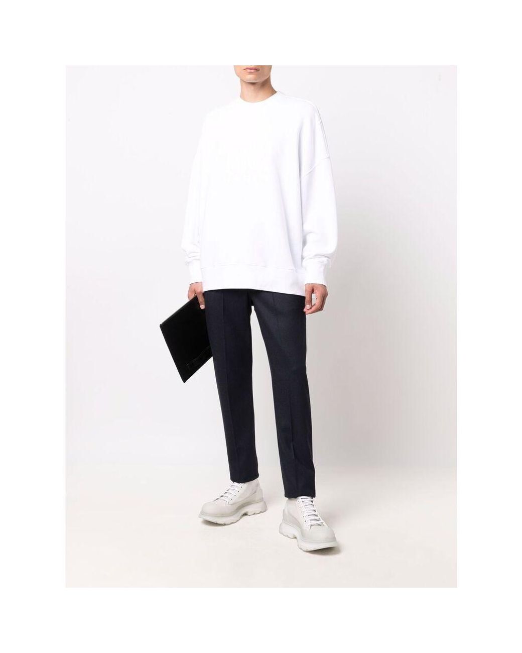 AMI White Tonal Logo-Embroidered Sweatshirt for men