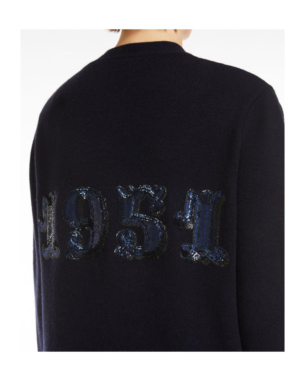 Max Mara Blue Villar V-Neck Long-Sleeved Cardigan