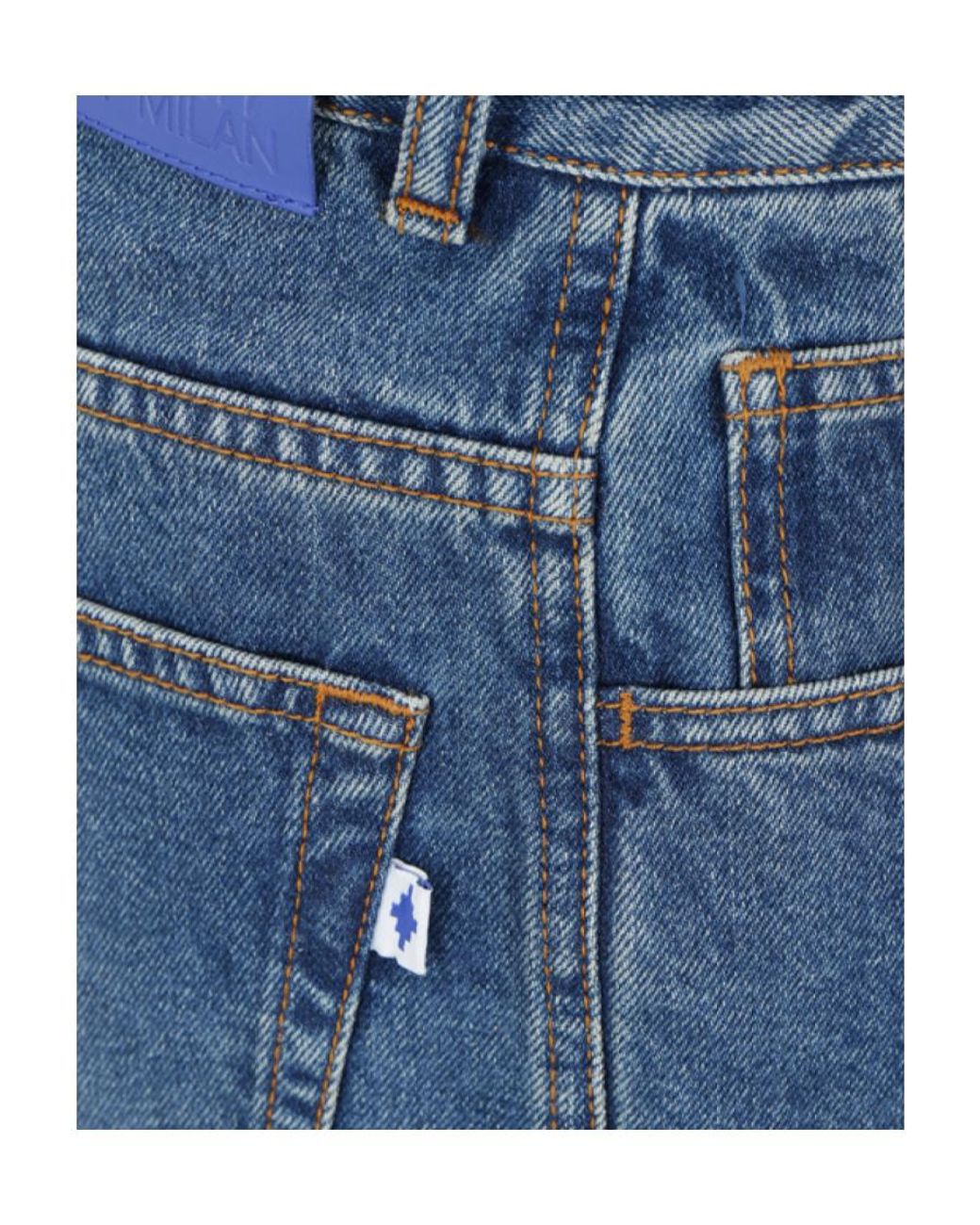 Marcelo Burlon Blue County Of Milan Logo Patch Straight-Leg Jeans for men