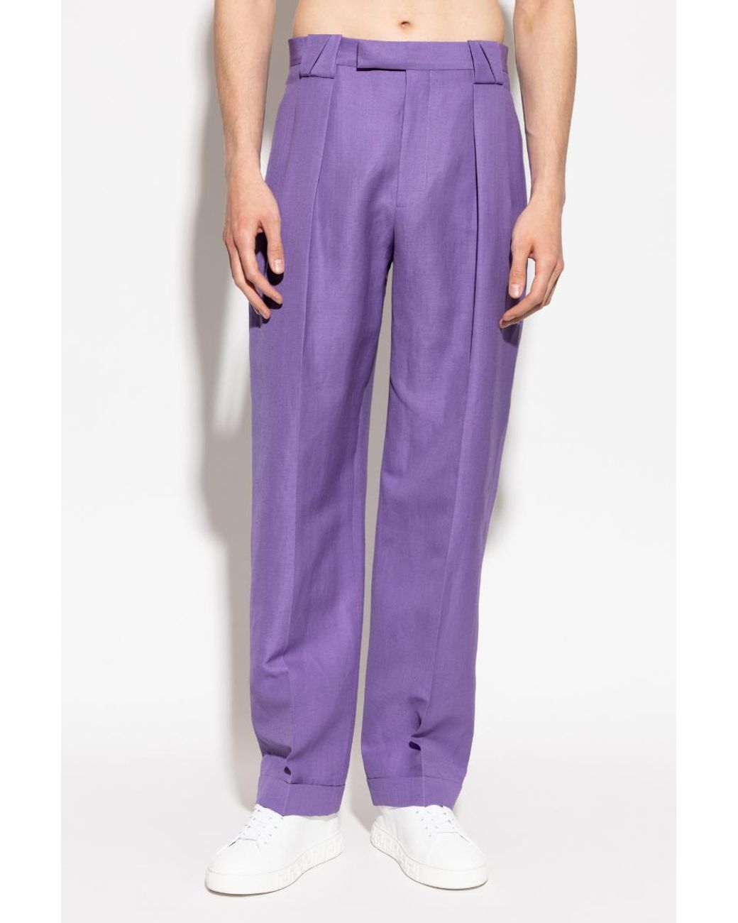 Versace Purple Pleated Tailored Trousers for men