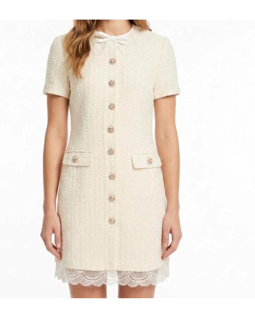 Self-Portrait Natural Round Neck Dress