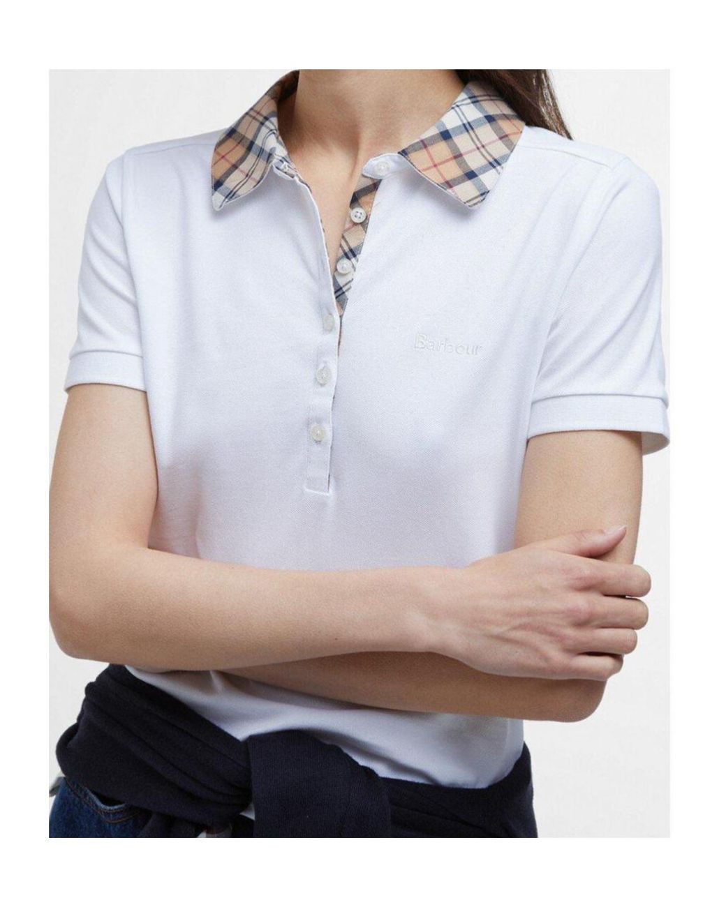 Barbour White Short-Sleeved Button-Front Polo Shirt