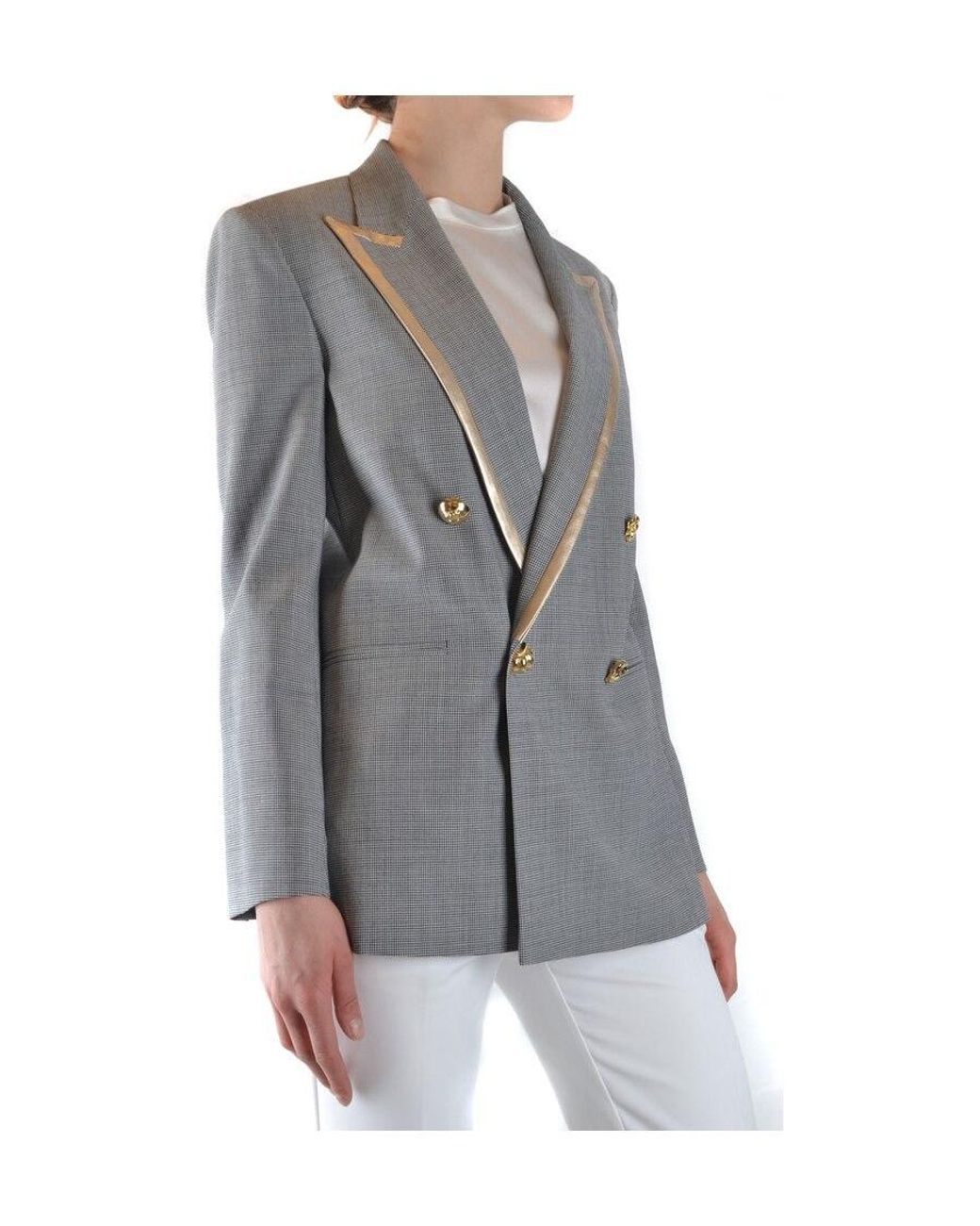 Pinko Gray Double-Breasted Blazer