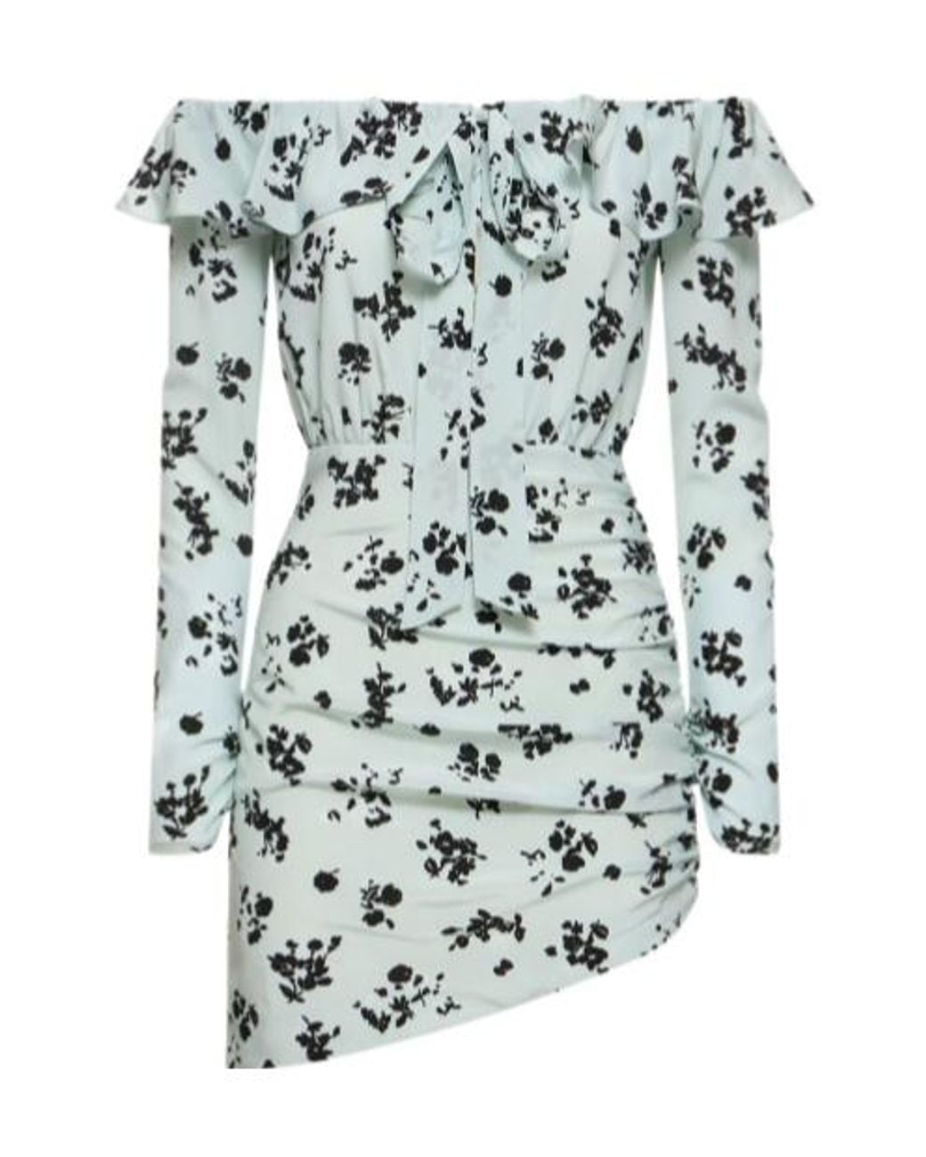 Alessandra Rich Multicolor Off-Shoulder Long-Sleeve Dress