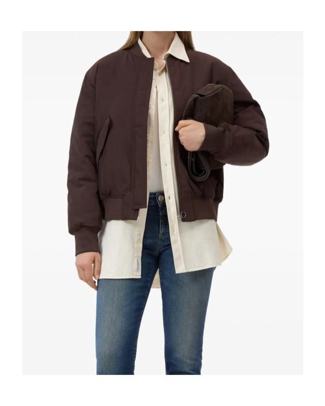 Closed Brown Logo-Patch Bomber Jacket
