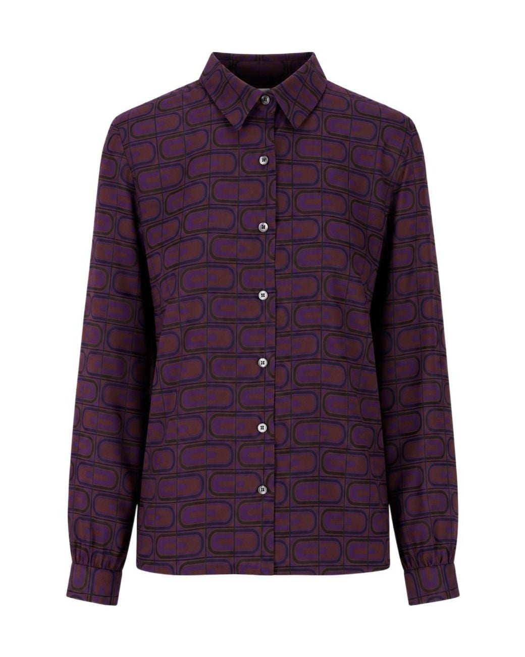 Laura Urbinati Purple Geometric-Print Long-Sleeved Shirt