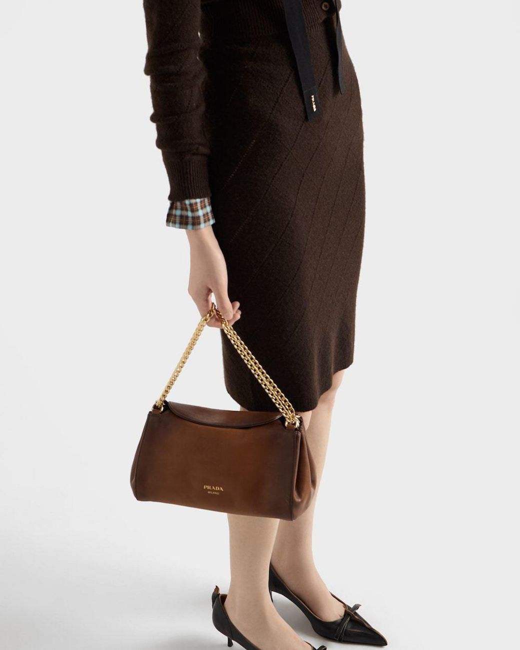 Prada Black Openwork Cashmere Knit Skirt