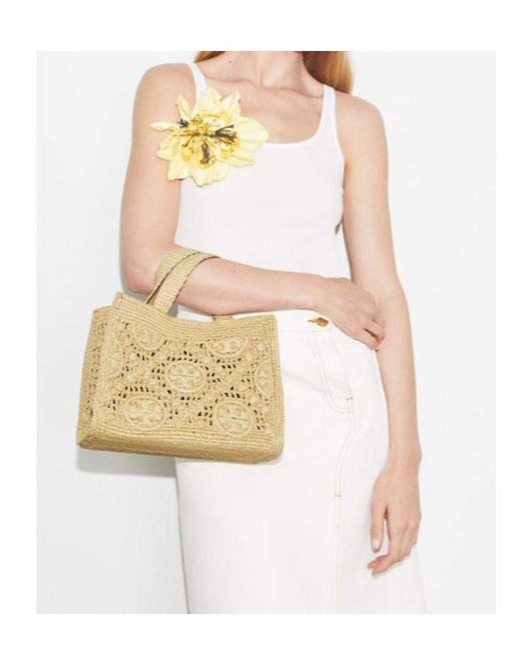 Tory Burch Metallic T Monogram Top-Handle Tote Bag
