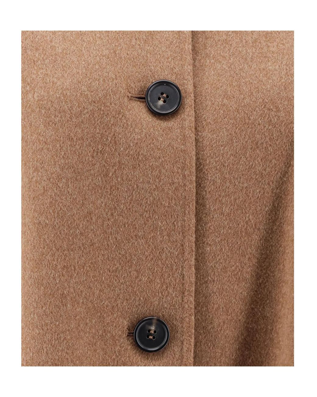 Max Mara Brown 'S Round Neck Buttoned Jacket