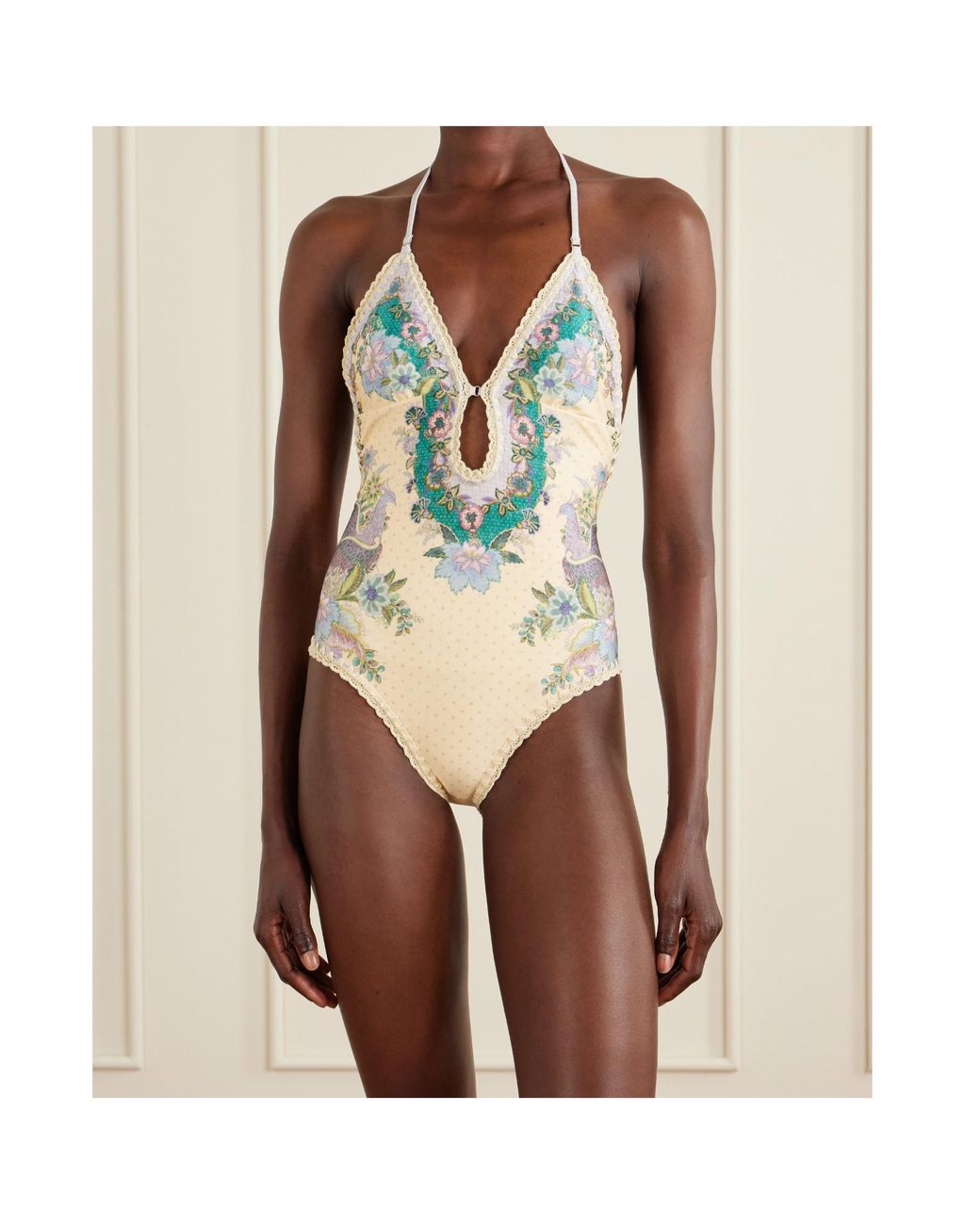 Zimmermann Blue Sea Plunge One-Piece Swimsuit
