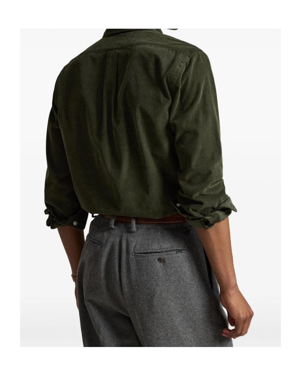 Polo Ralph Lauren Green Pony Embroidered Buttoned Shirt for men