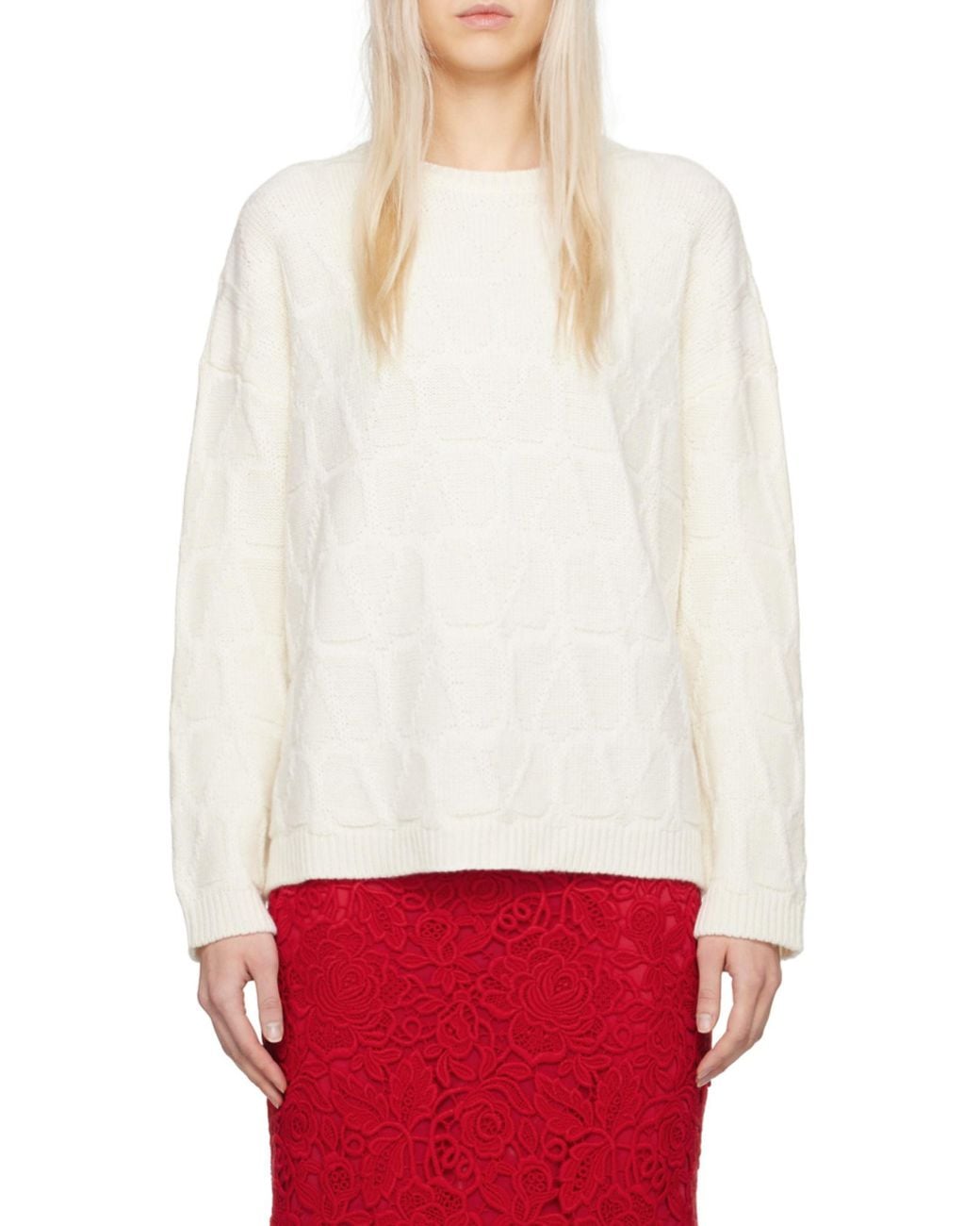 Valentino White Toile Iconographe Wool Jumper