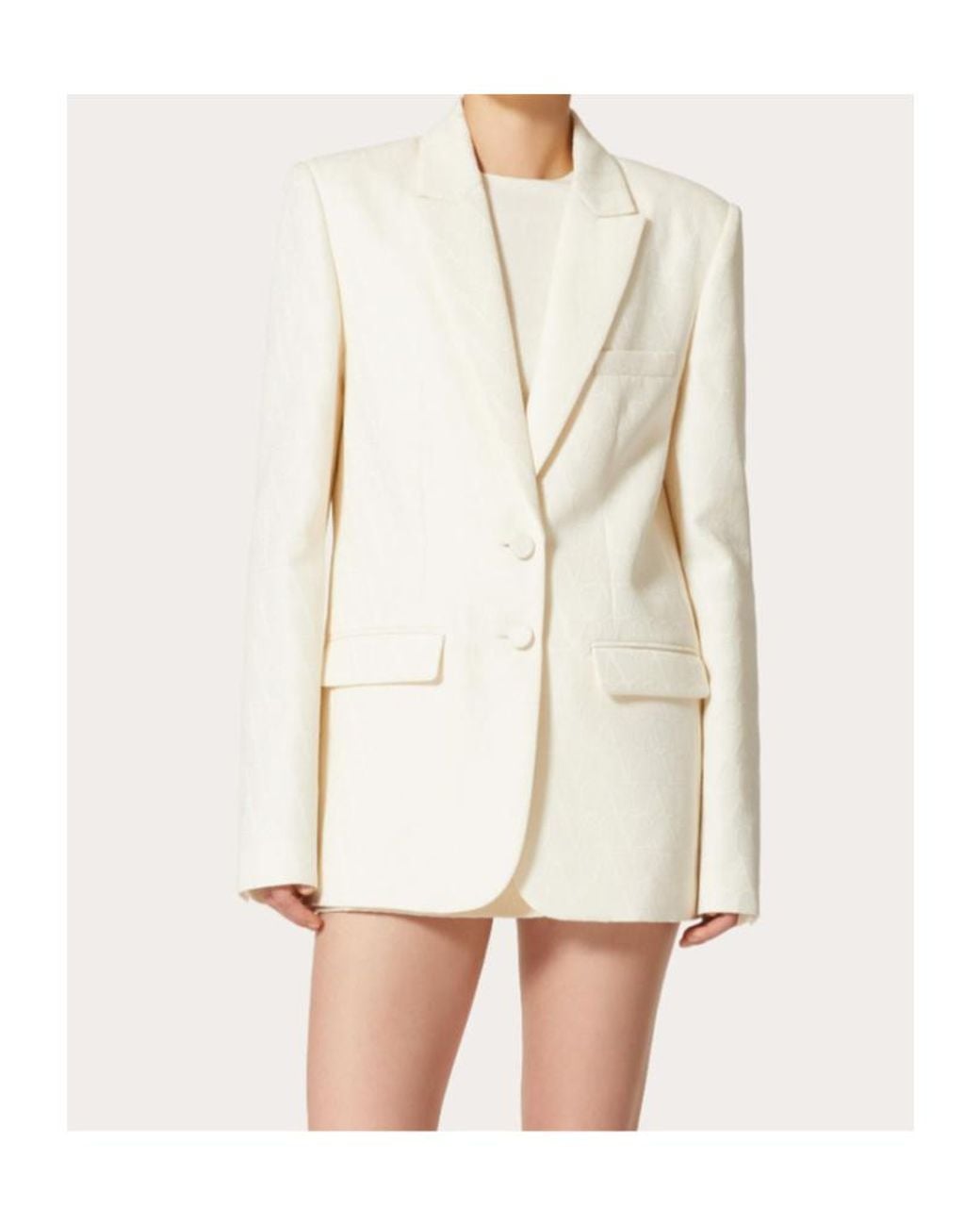 Valentino White Toile Iconographe Straight Hem Blazer