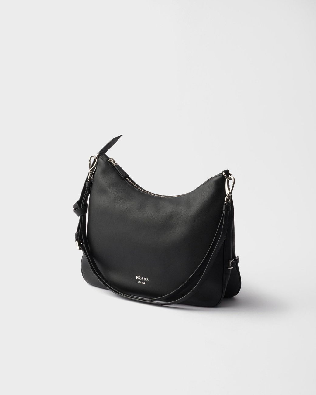 Prada Black Fold Large Leather Shoulder Bag