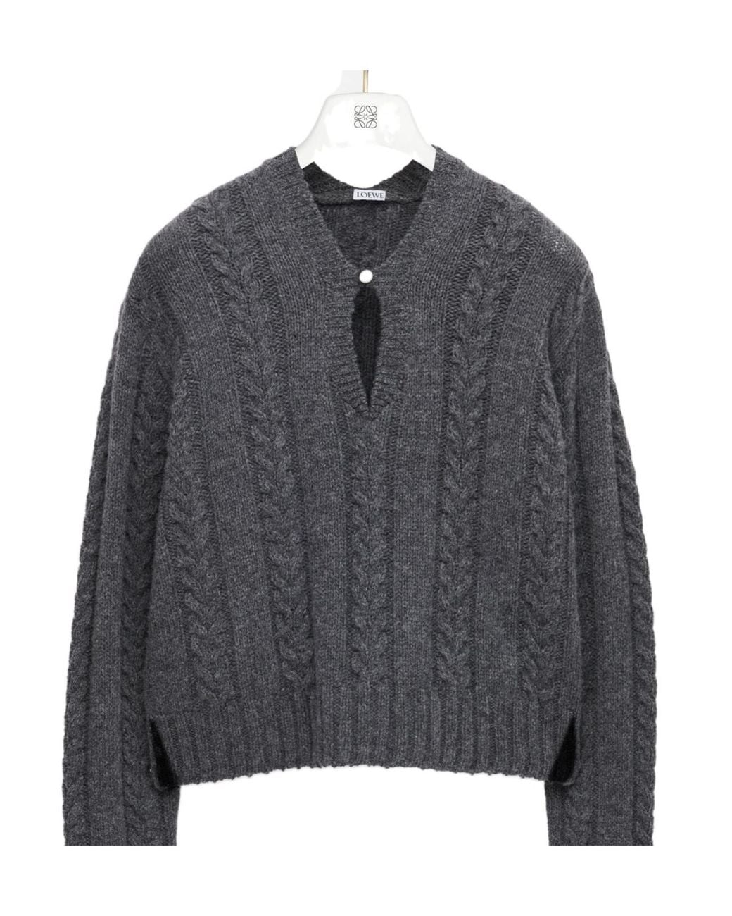 Loewe Gray V-Neck Knitted Jumper