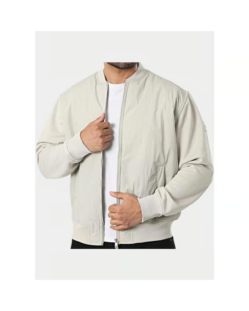 Boss White Ze_Smartcore Bomber Jacket for men