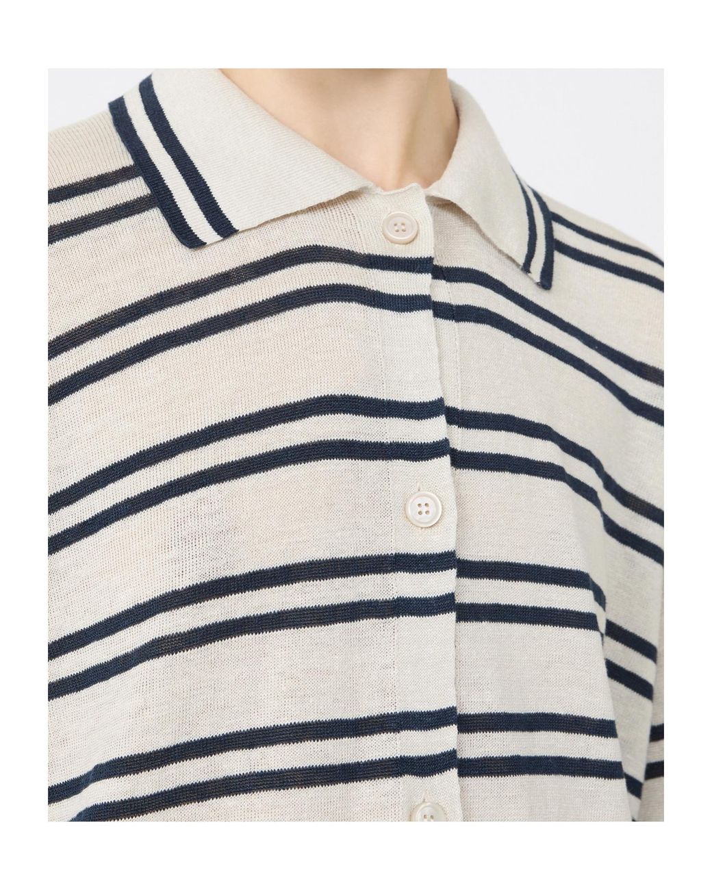 Max Mara Gray Linen Stripe Cardigan