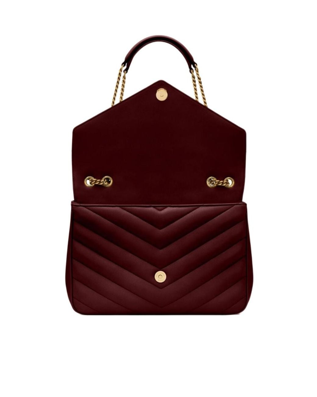Saint Laurent Red Loulou Foldover Top Large Shoulder Bag