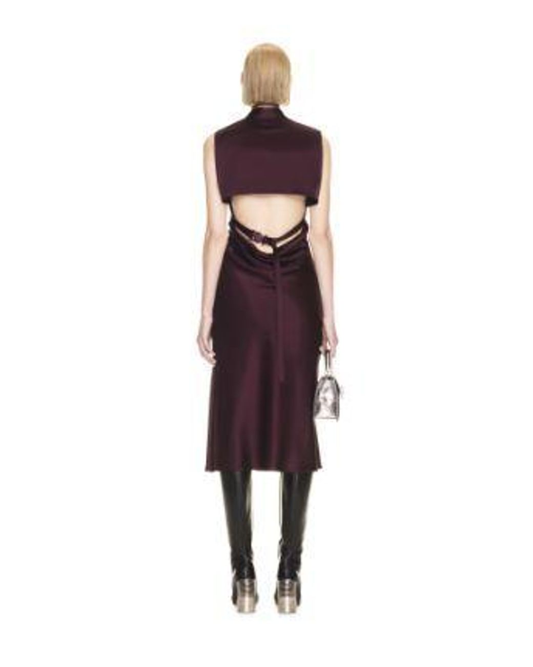 Off-White c/o Virgil Abloh Purple Buckle-Detail Satin Midi Dress