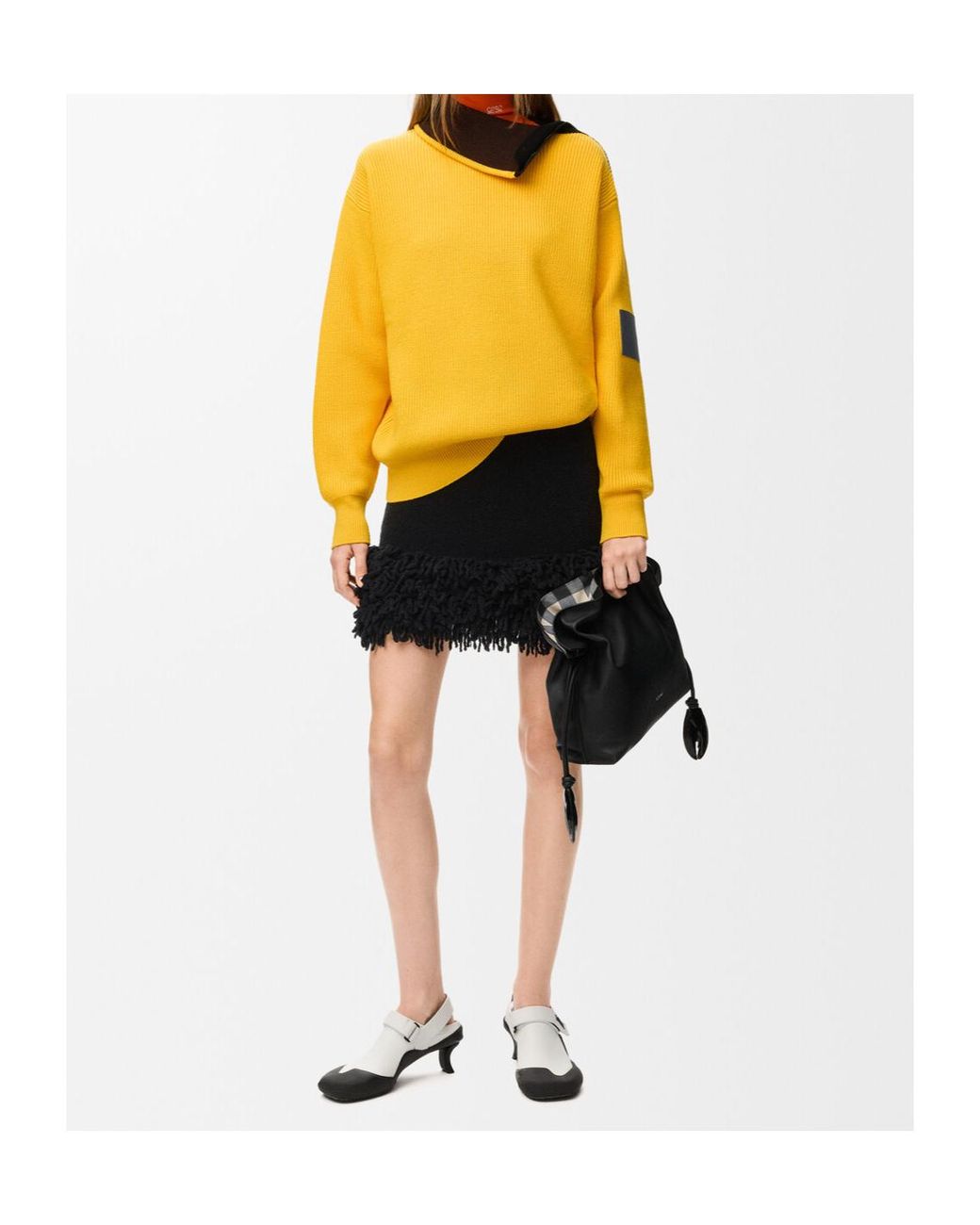 Loewe Yellow Zip-Neck Patch Knitted Sweater
