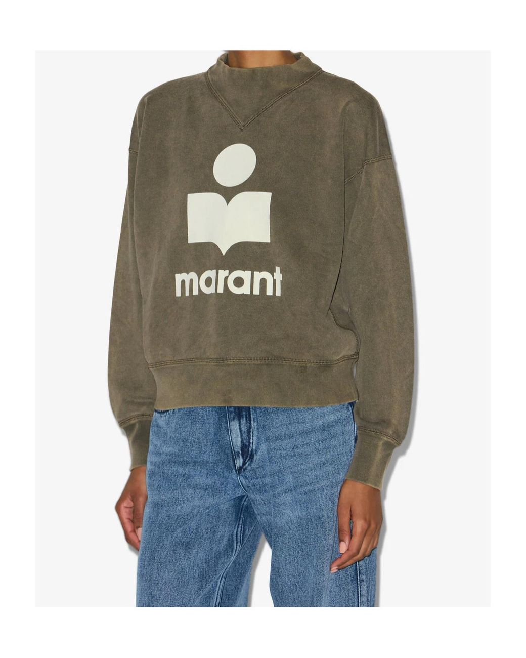 Isabel Marant Green Étoile Long-Sleeved Logo Printed Sweatshirt