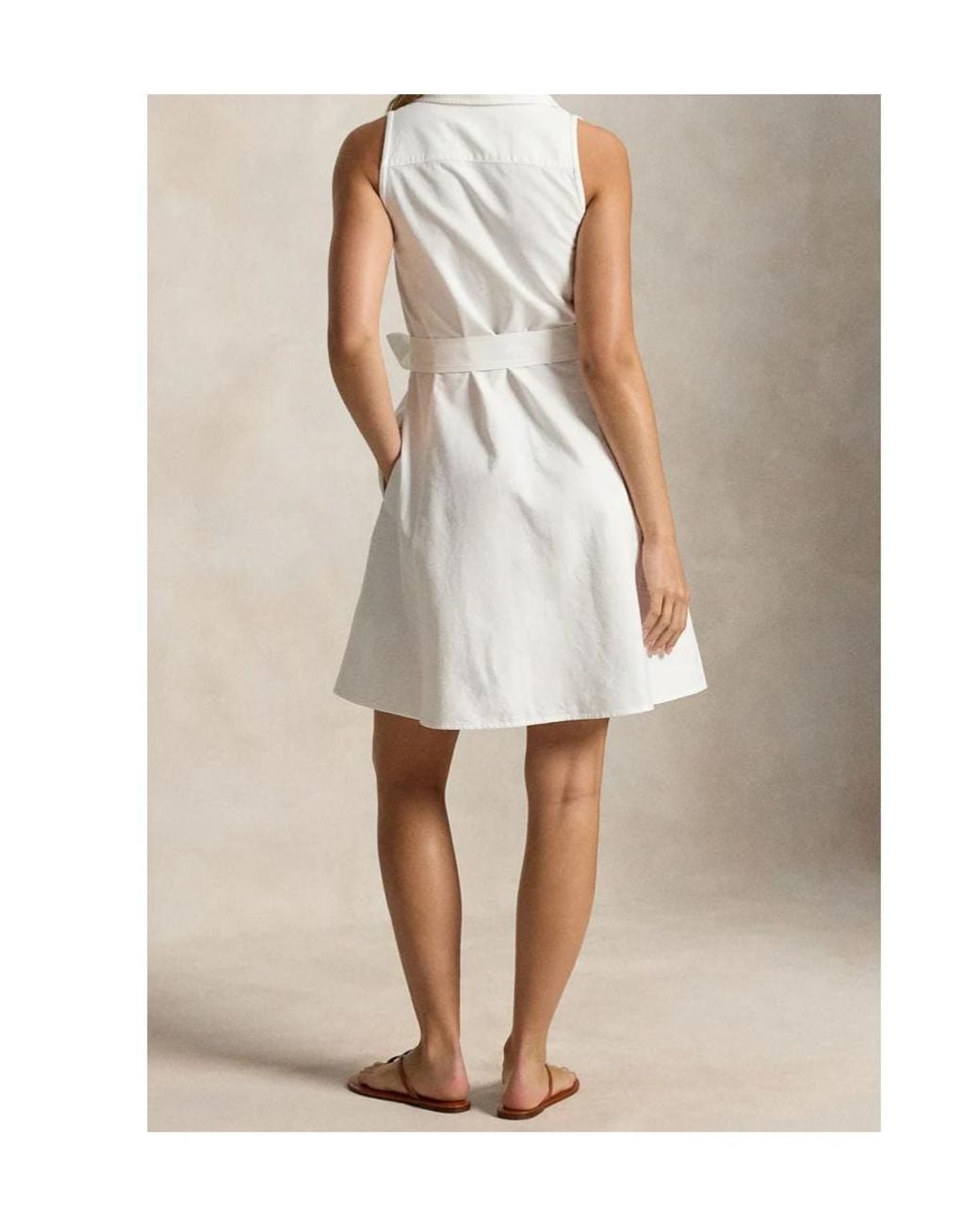 Polo Ralph Lauren White Sleeveless Belted Mini Dress