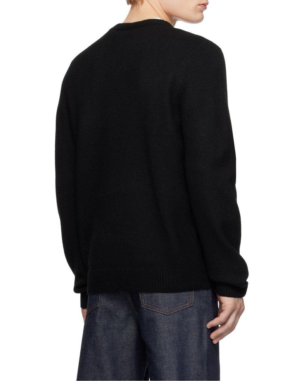 A.P.C. Black Edward Logo Intarsia-Knit Crewneck Jumper for men