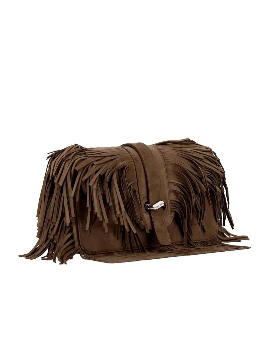 Emporio Armani Brown Boteh Capsule Fringe-Detail Shoulder Bag
