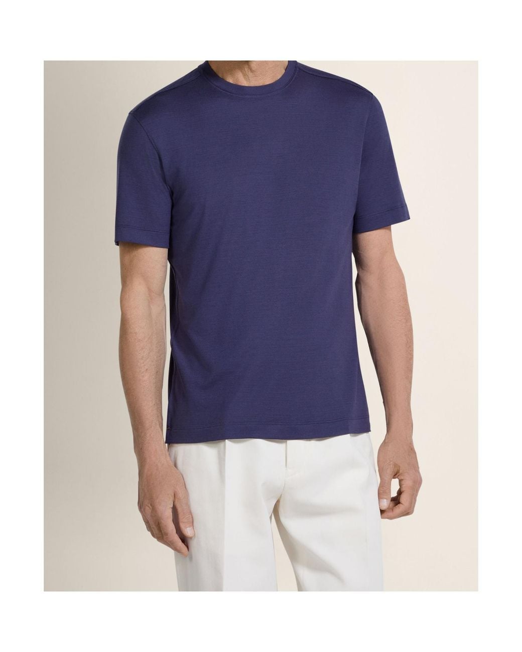 Zegna Blue Ink Vellus Aureum T-Shirt for men
