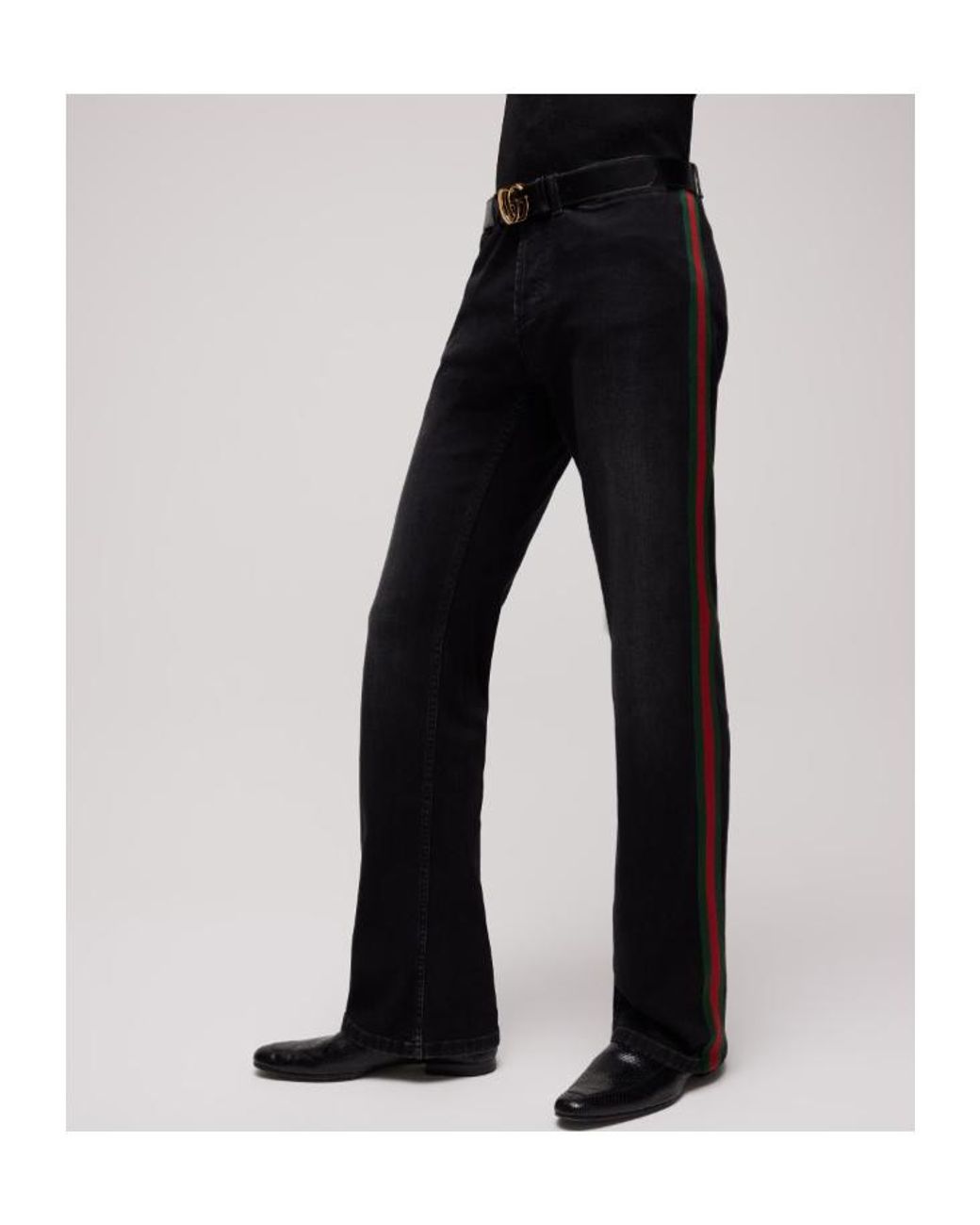 Gucci Blue Side Stripe Flared Jeans for men
