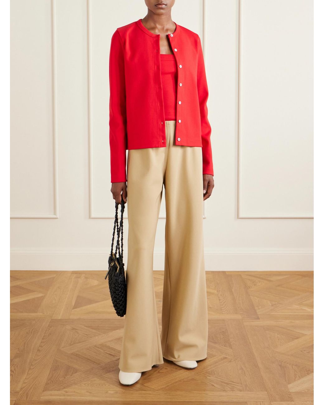 Flore Flore Red Organic Cotton-Jersey Cardigan