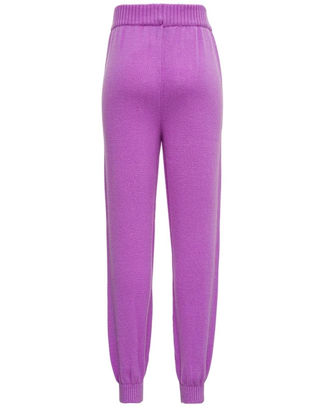 MSGM Purple Elastic Waist Knitted Track Pants