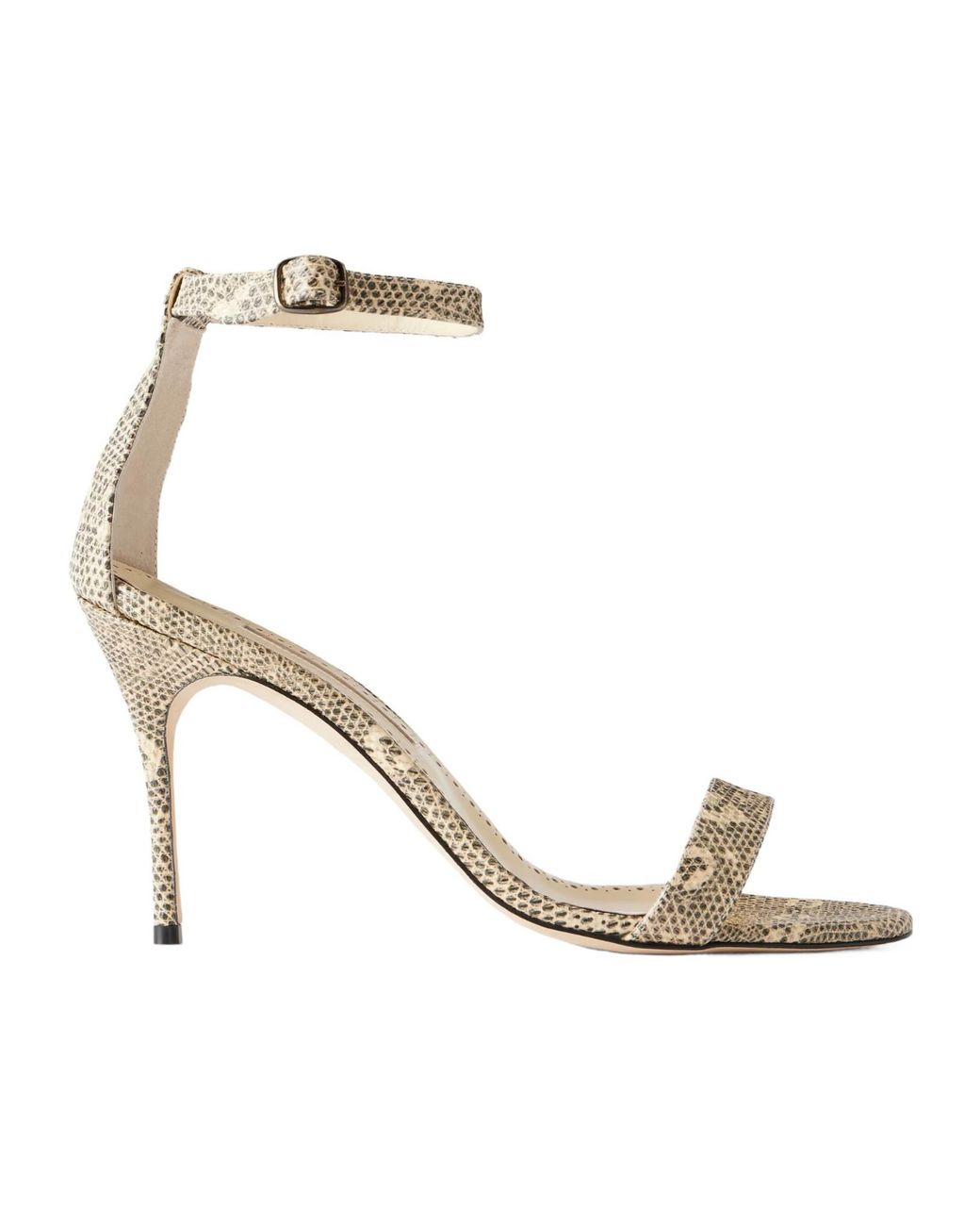 Manolo Blahnik Metallic Snake-Effect Leather Sandals