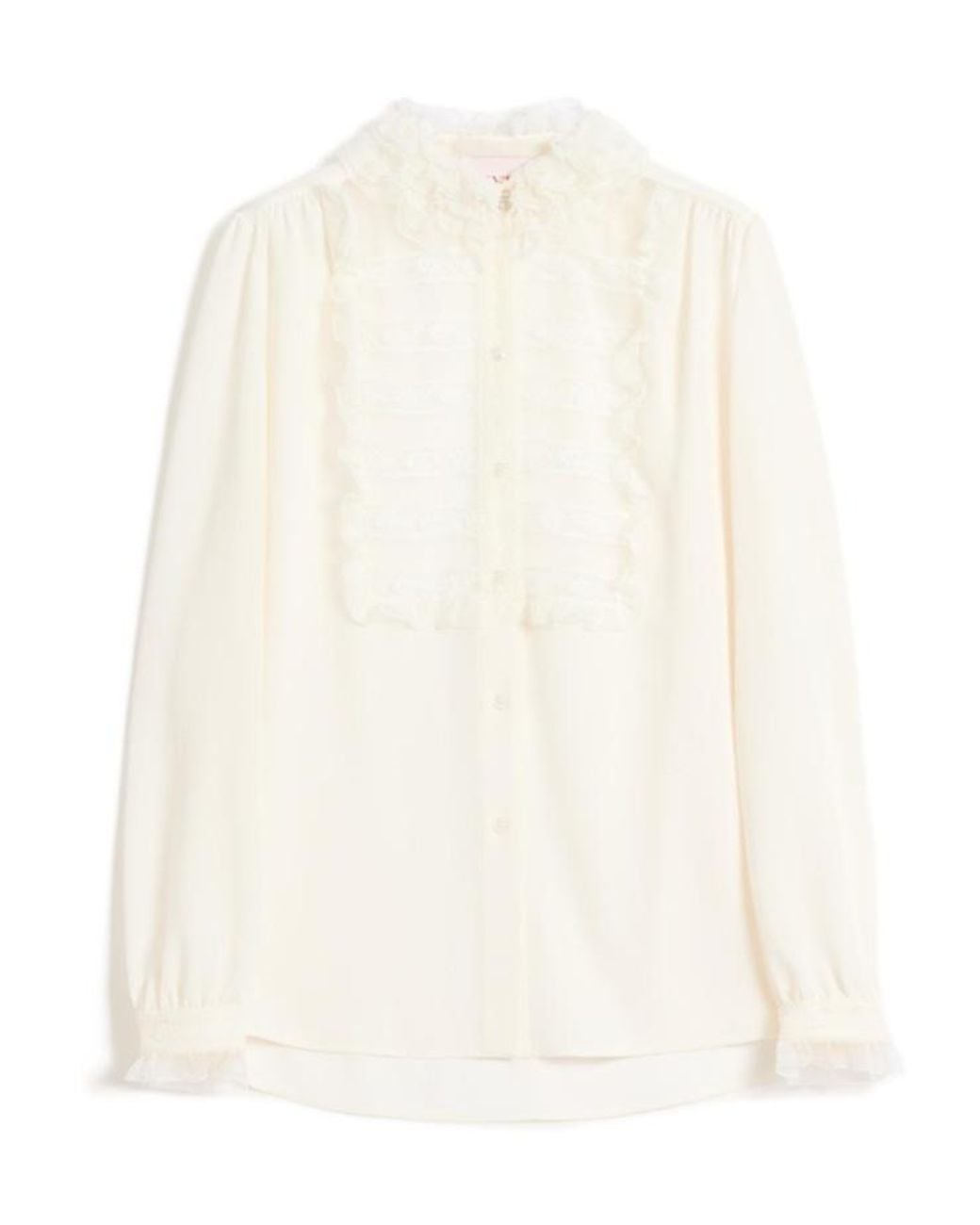 Valentino White Ruffle Detailed Georgette Shirt