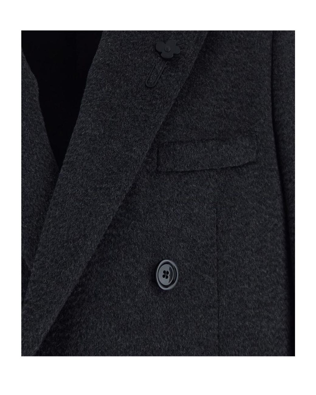 Lardini Black Double-Breasted Tailored Coat for men