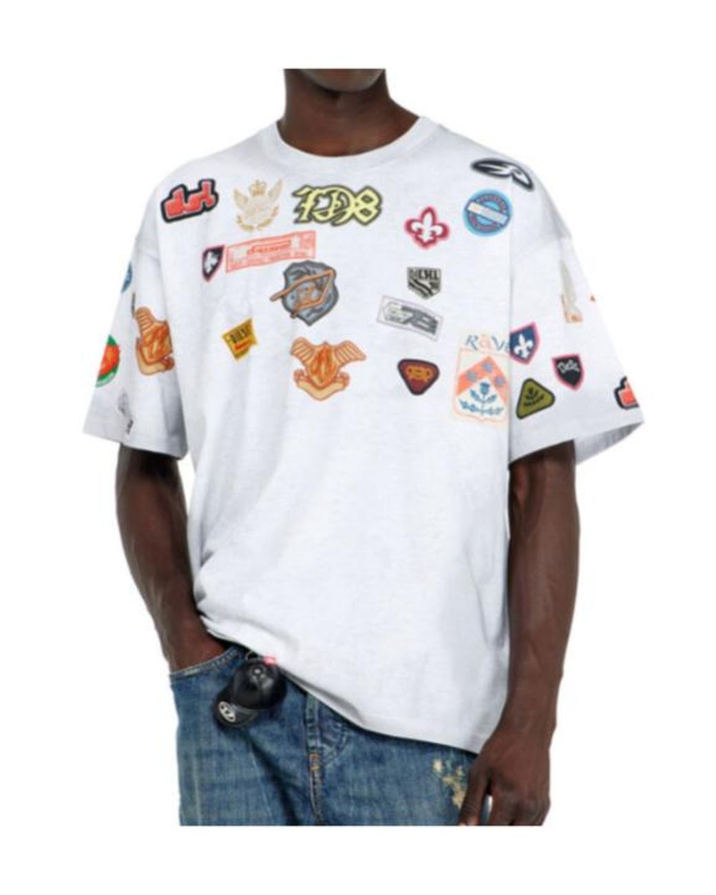 DIESEL White T-Boxt Aa 6 Patch Print T-Shirt for men