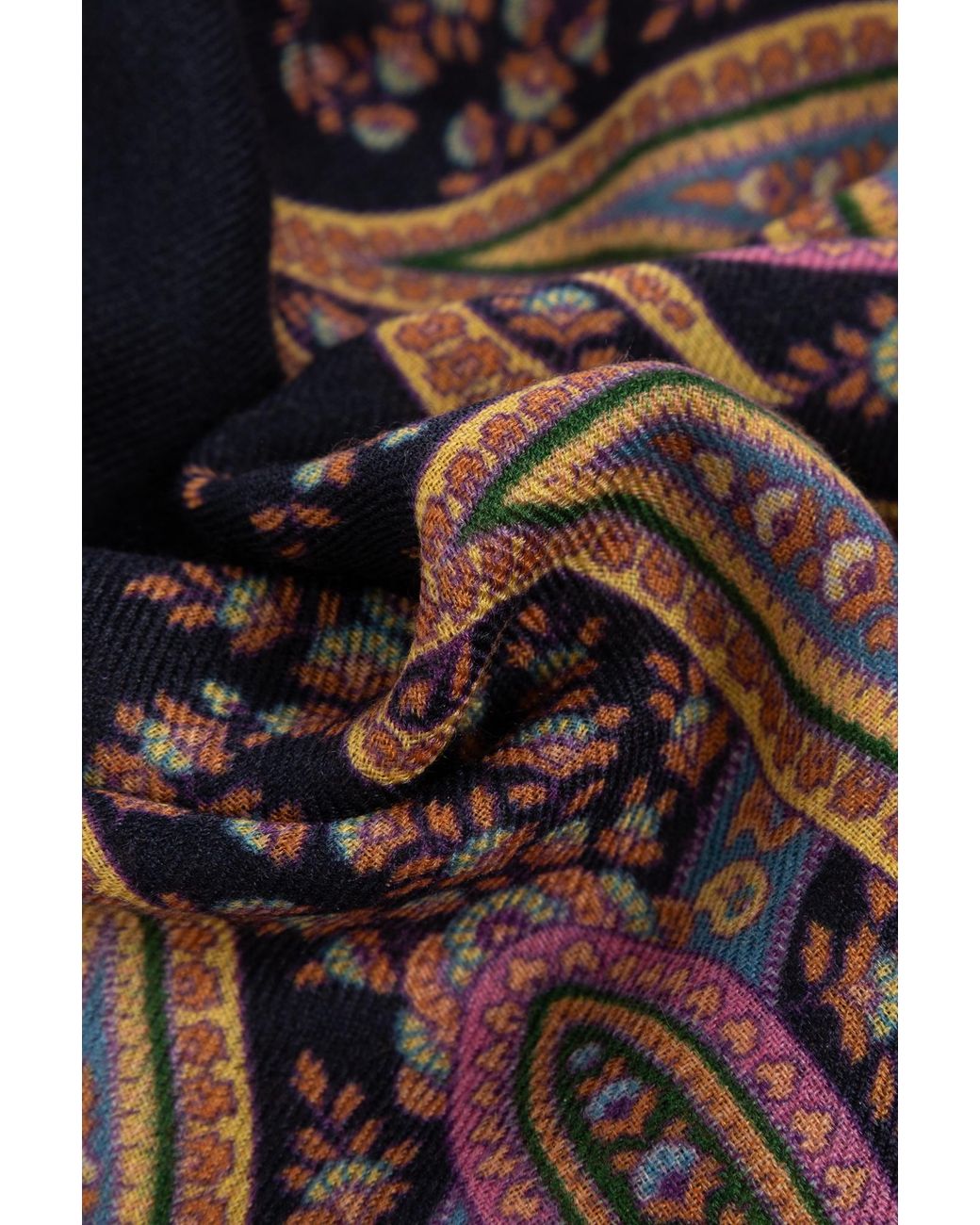Etro Blue Paisley Printed Raw Edge Scarf