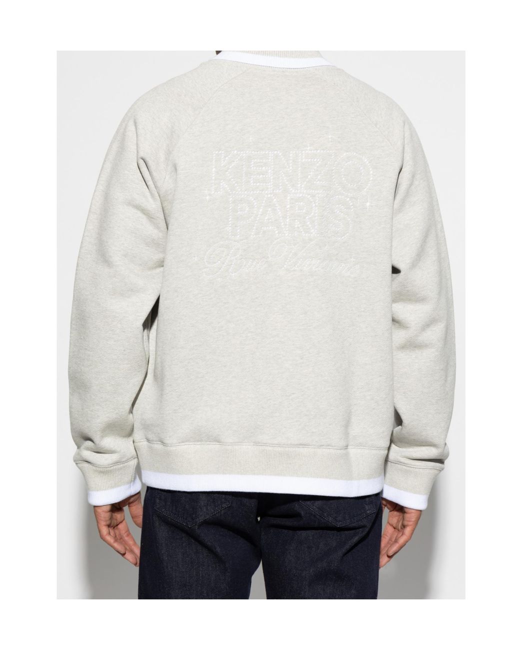 KENZO White Long-Sleeved Button-Up Sweatshirt for men