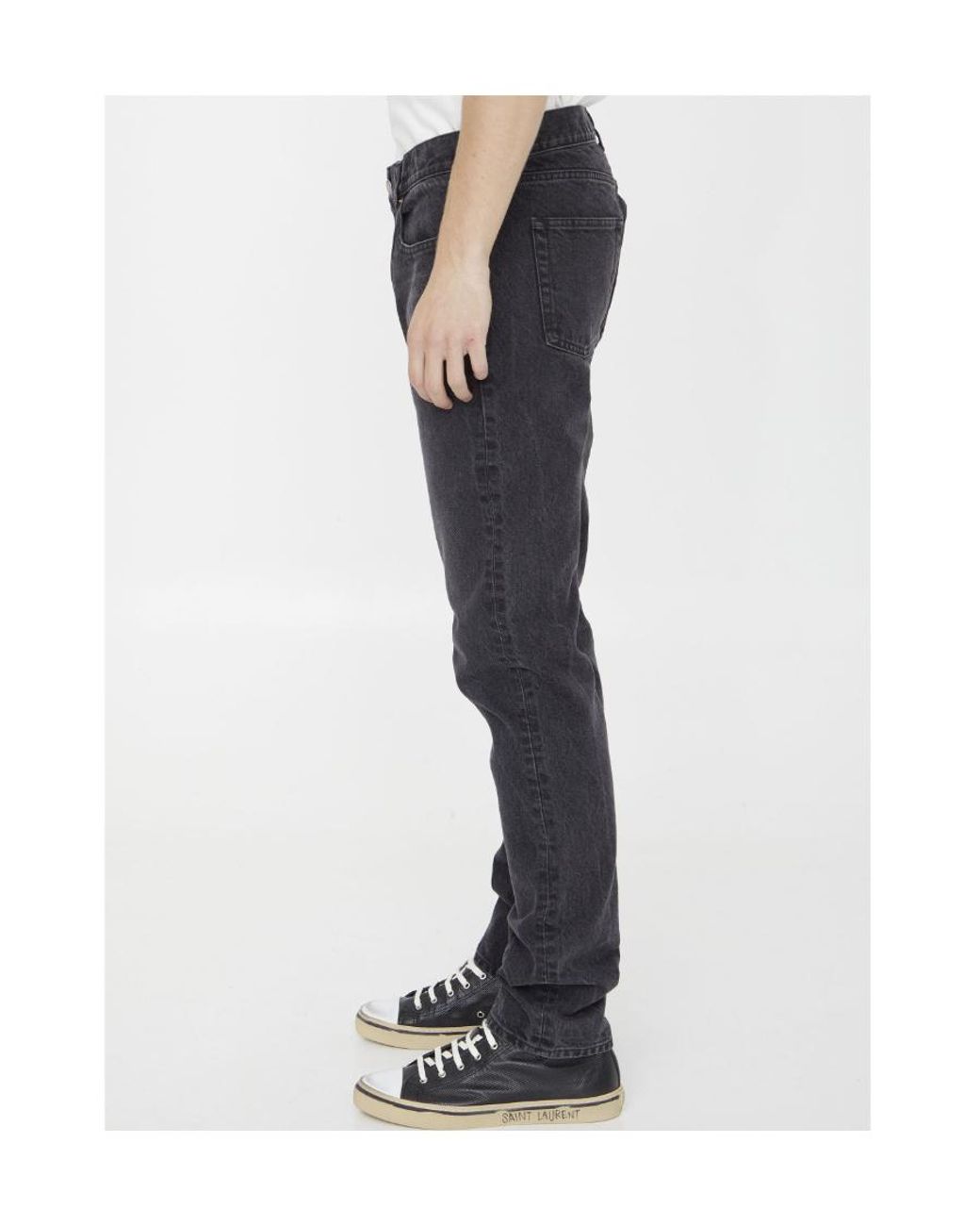 Saint Laurent Gray Button Detailed Slim Fit Jeans for men