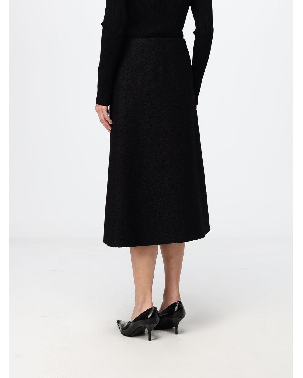 Fendi Black A-Line Midi Skirt