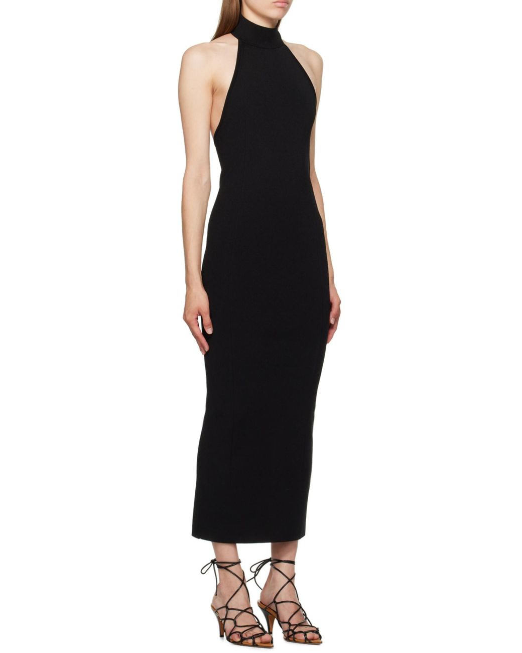 Khaite Black Suzanne Halter-Neck Midi Dress